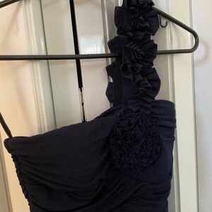 Navy One Shoulder Cocktail Dress